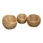 Set of Rattan Bamboo Kids Armchair Mid - Century Gabriella Crespi Style