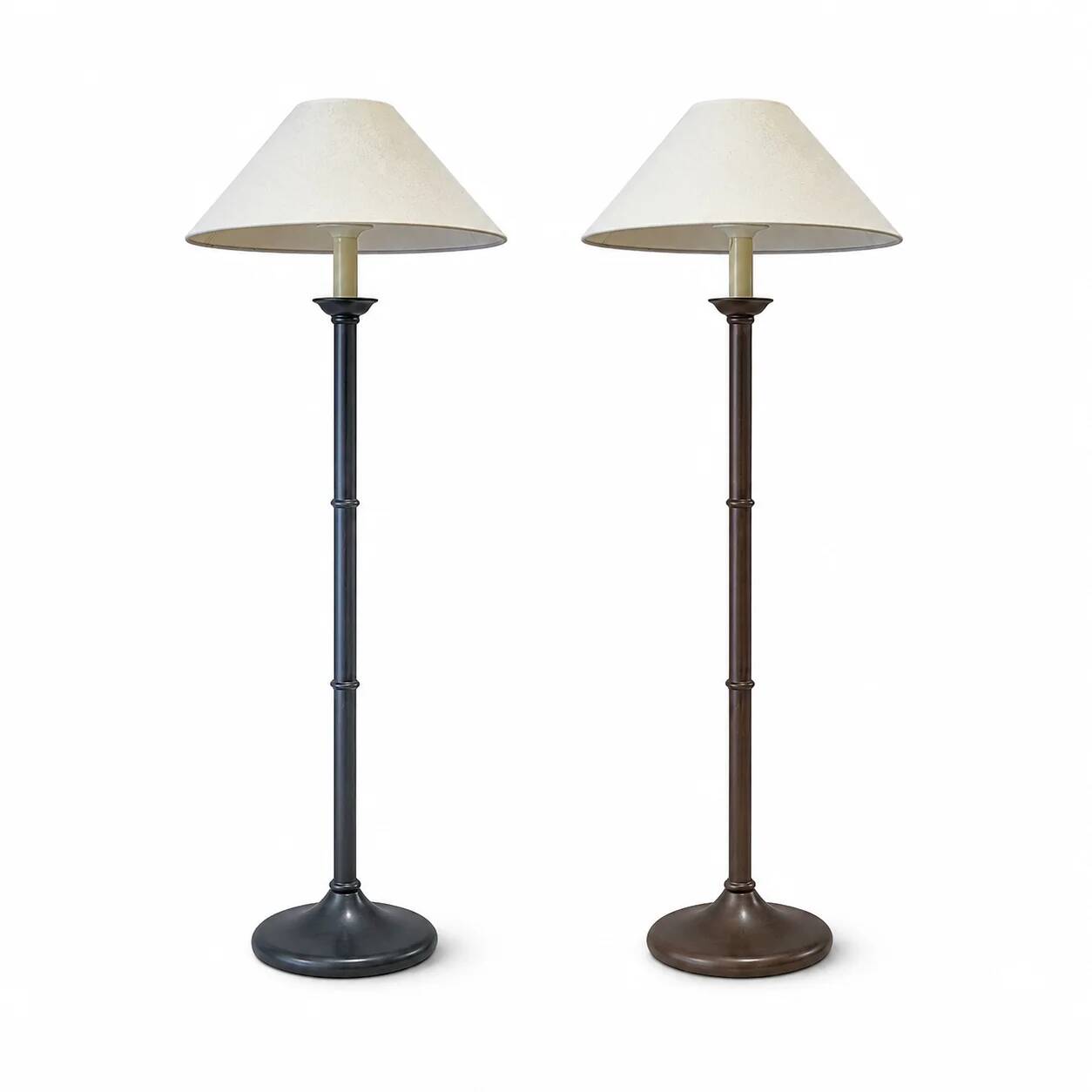 2 x Wooden faux bamboo table lamps / 1980s