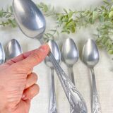 Set of 7 Vintage Silver Aluminum Nickel Soup Spoons