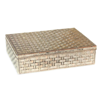 Boite à cigarettes en métal argenté 1960
