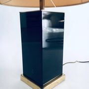 Hollywood Regency Style Black & Gold Square Table Lamp, 1970s