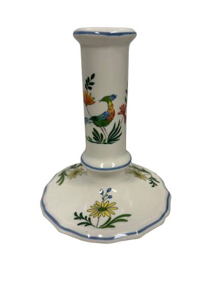 Candle holder in Gien, birds of paradise decor