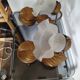 Pair of vintage flower & leaf style wall sconces - molded glass
