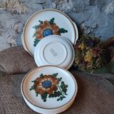 Set of 6 dessert plates and a large Gien platter, Bangui pattern
