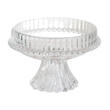 Vintage transparent crystal glass decorative plate, Italy, 1960s.