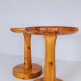 Pair of modern minimalist Scandinavian stools in pine, Sweden, 1970s.