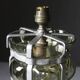 Vintage brutalist lamp with double lighting, blown glass in a cage, 20th-century design.