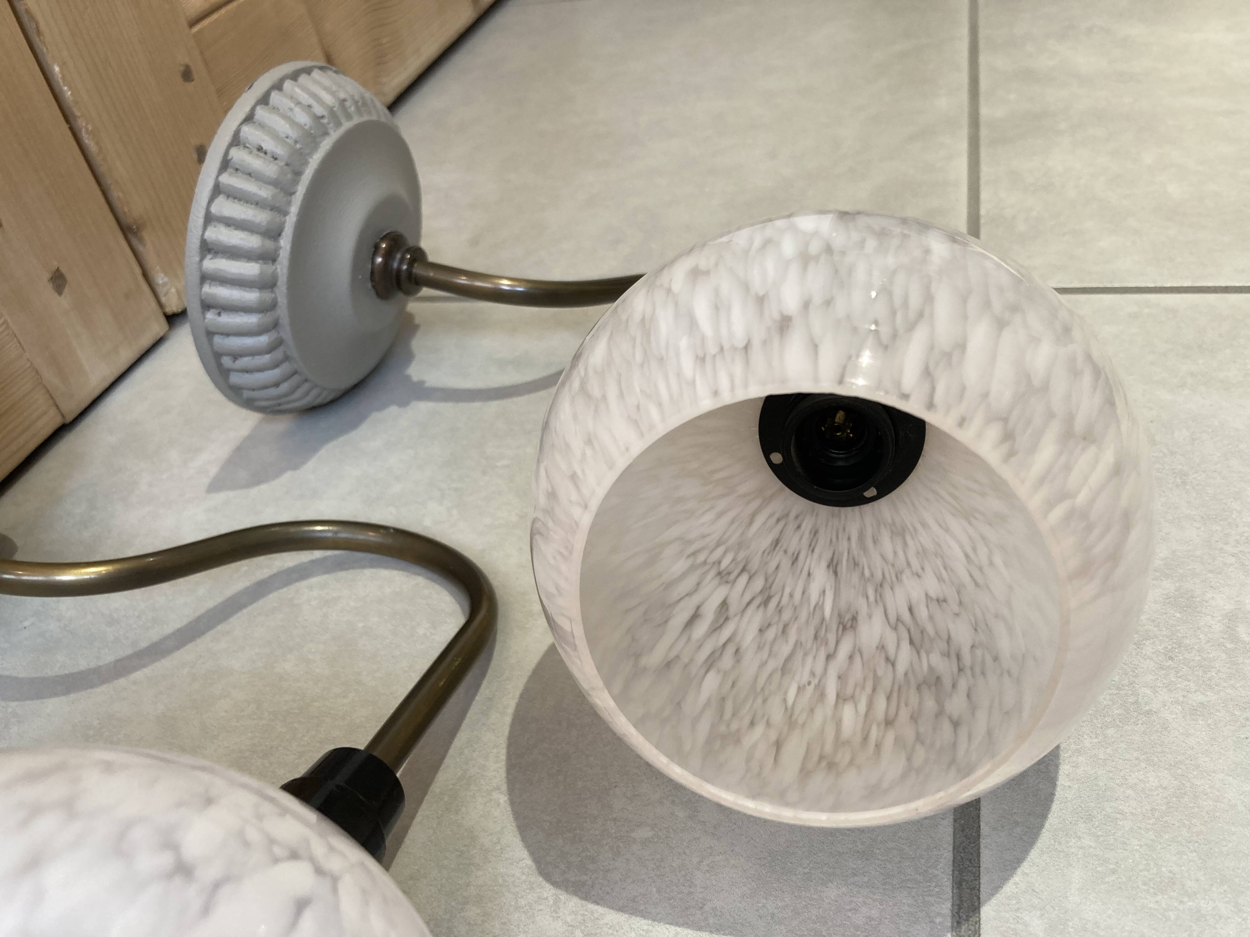 pair of pink Clichy glass wall lights