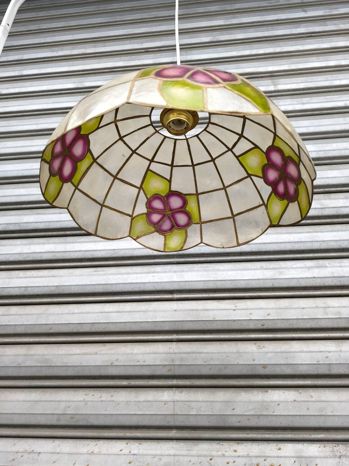Mother-of-pearl and brass pendant light 1940