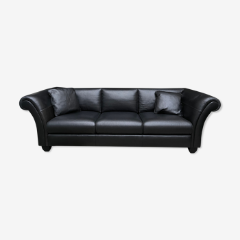 3-seater sofa in new black leather