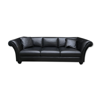 3-seater sofa in new black leather