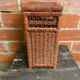Antique basket, tall wicker woven bread basket, vintage laundry basket