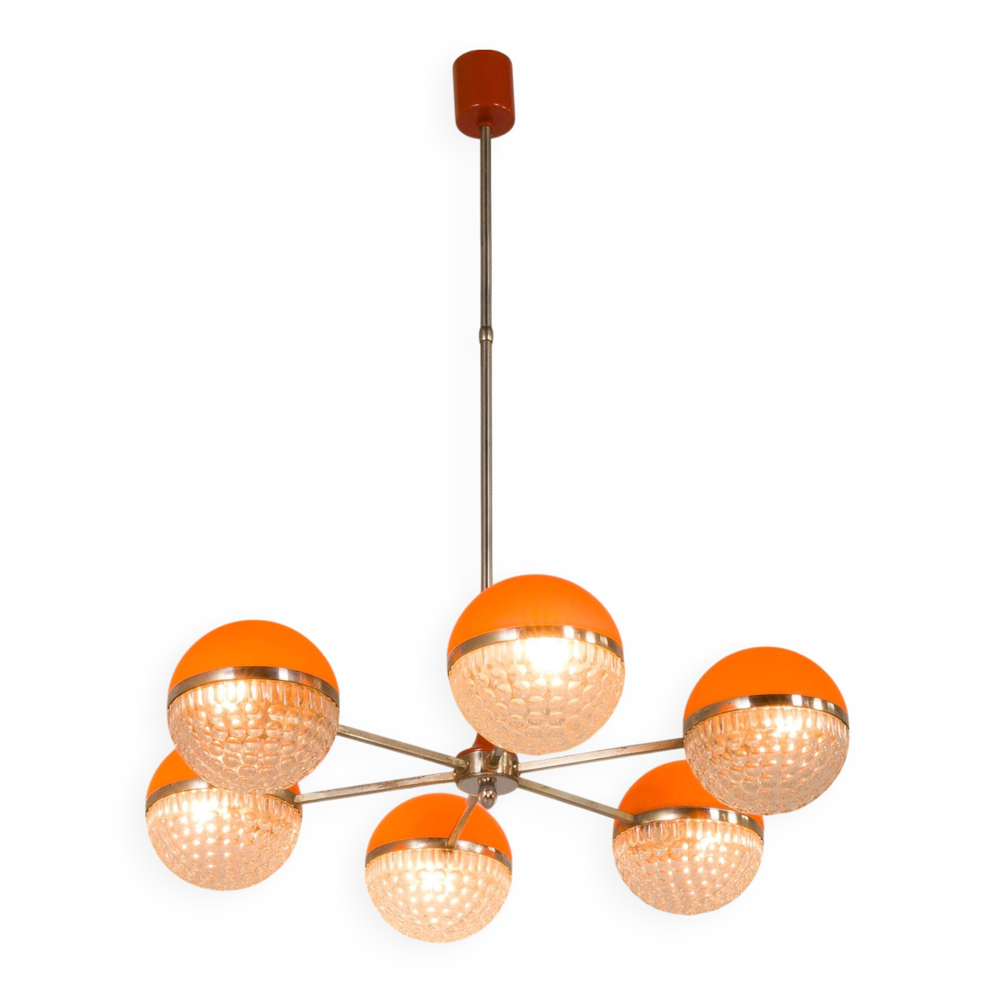 Italian Space Age chandelier with crystal glass shades, 1970s