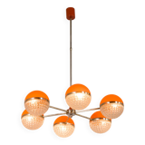 Italian Space Age chandelier with crystal glass shades, 1970s