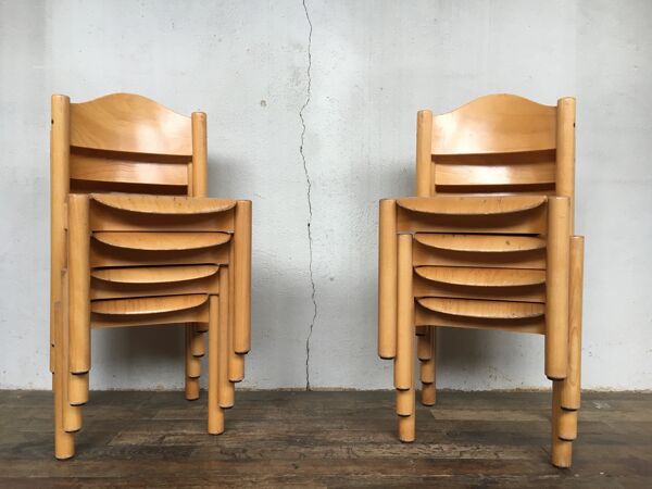 8 chaises enfant vintage rétro années 60 mobilier en bois