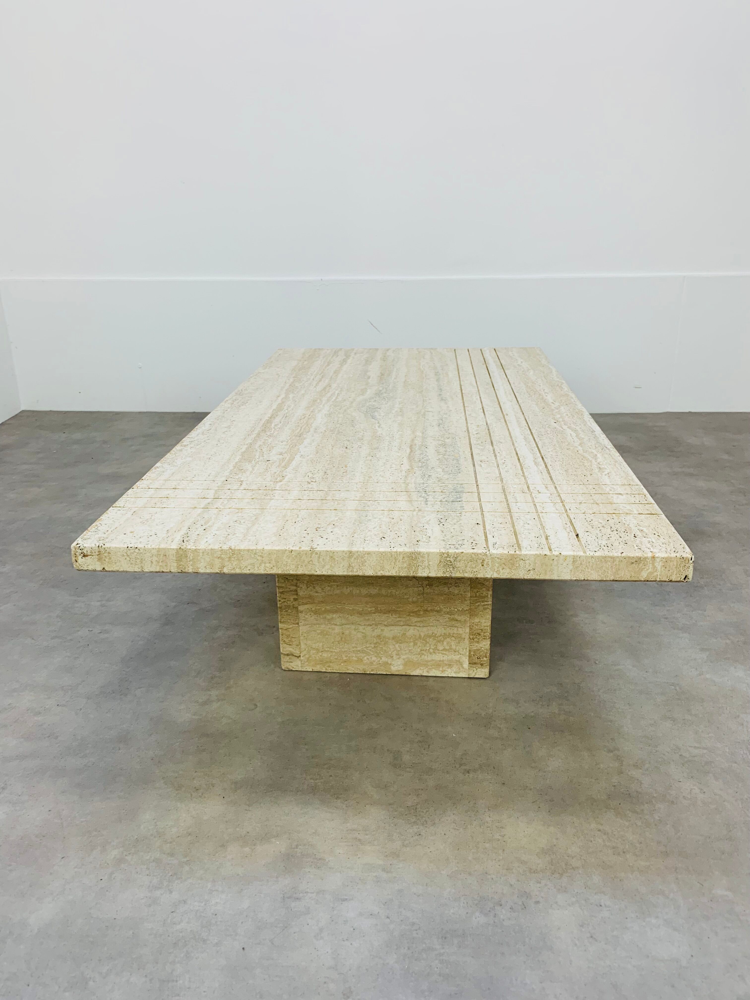 Rectangular travertine coffee table