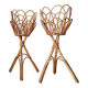 Pair of vintage rattan "Diabolo" plant stands from the 1960s.