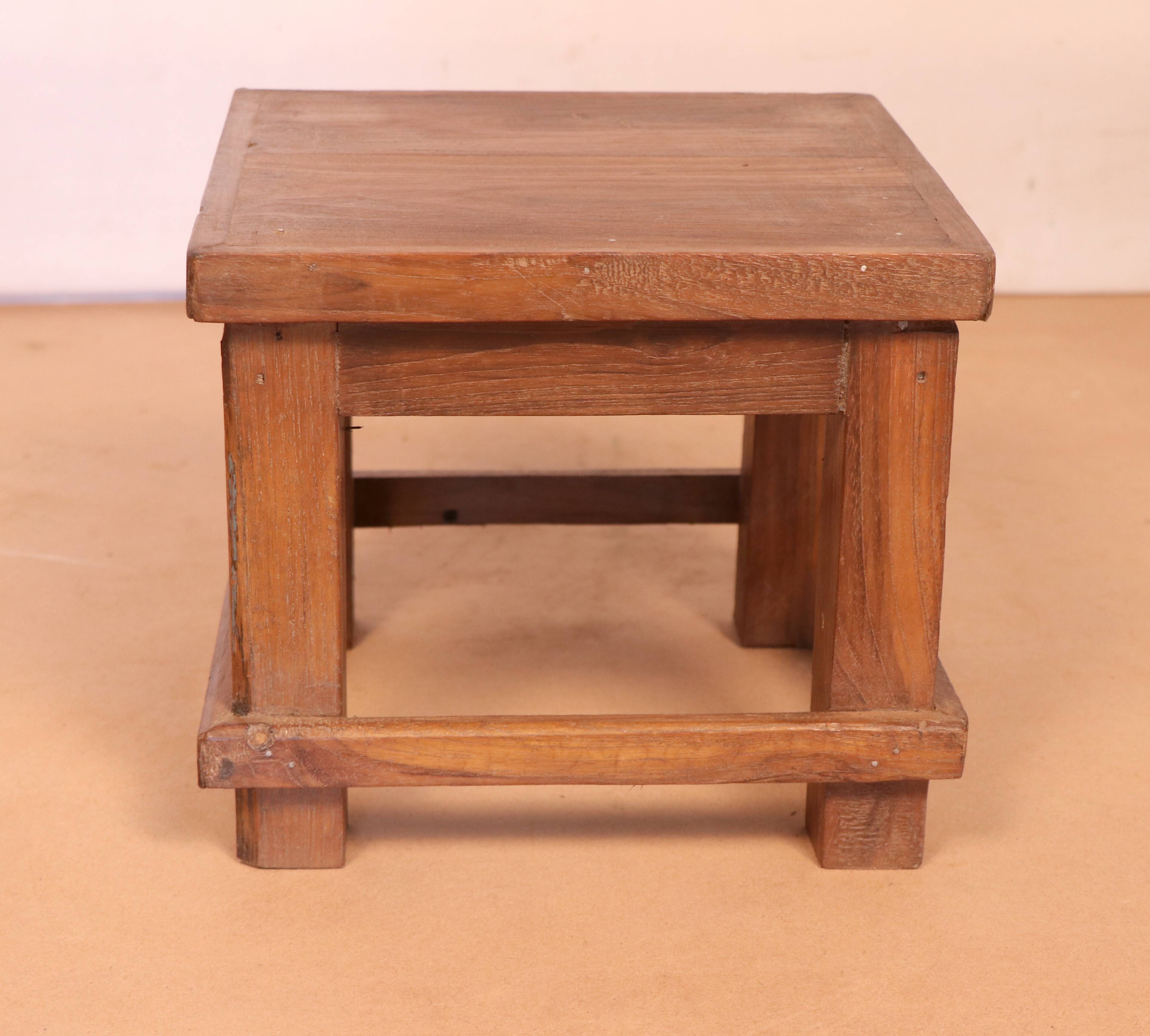 Old small Burmese teak workshop bedside table
