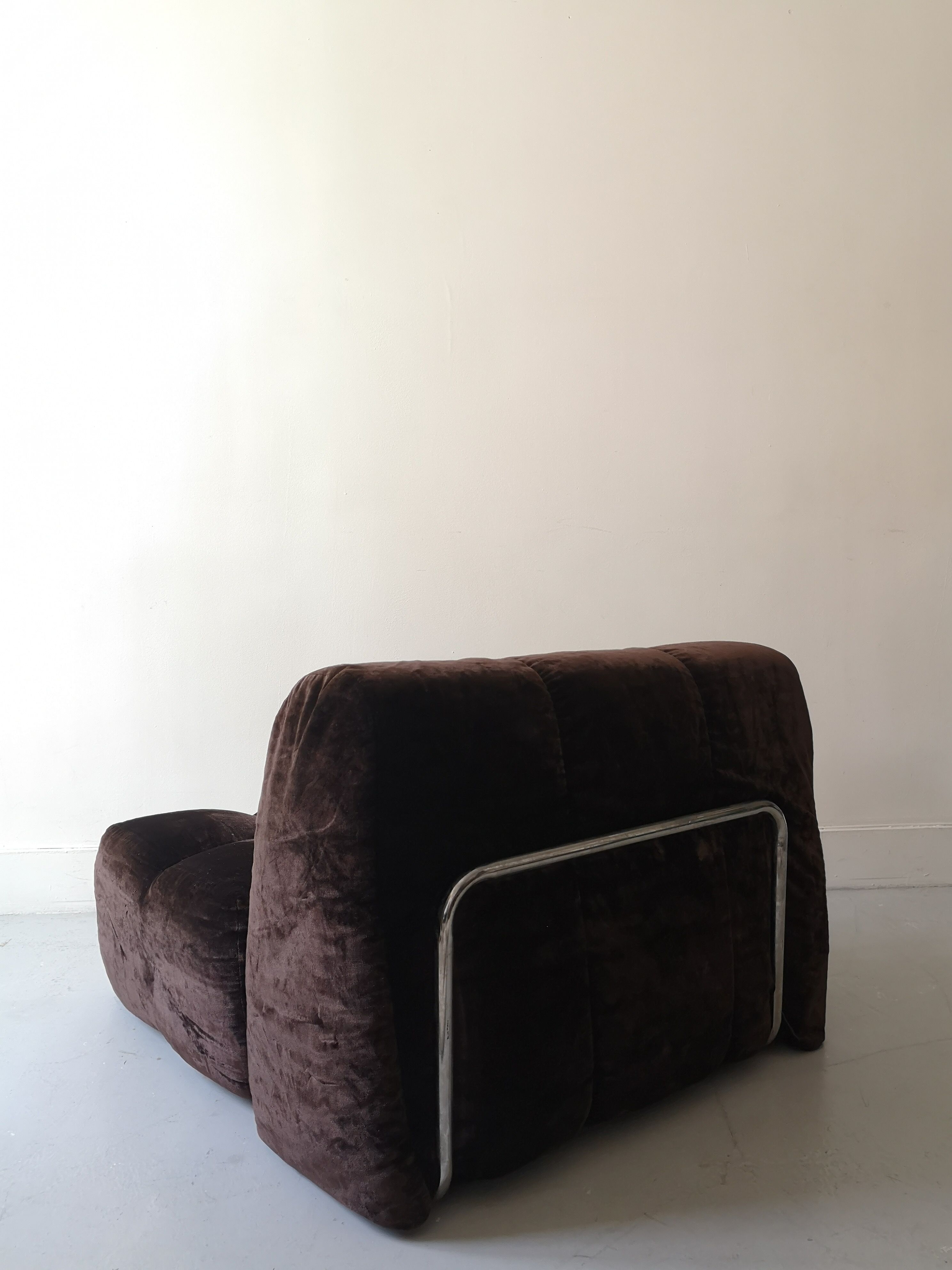 Modular sofa metal and velvet design 1970