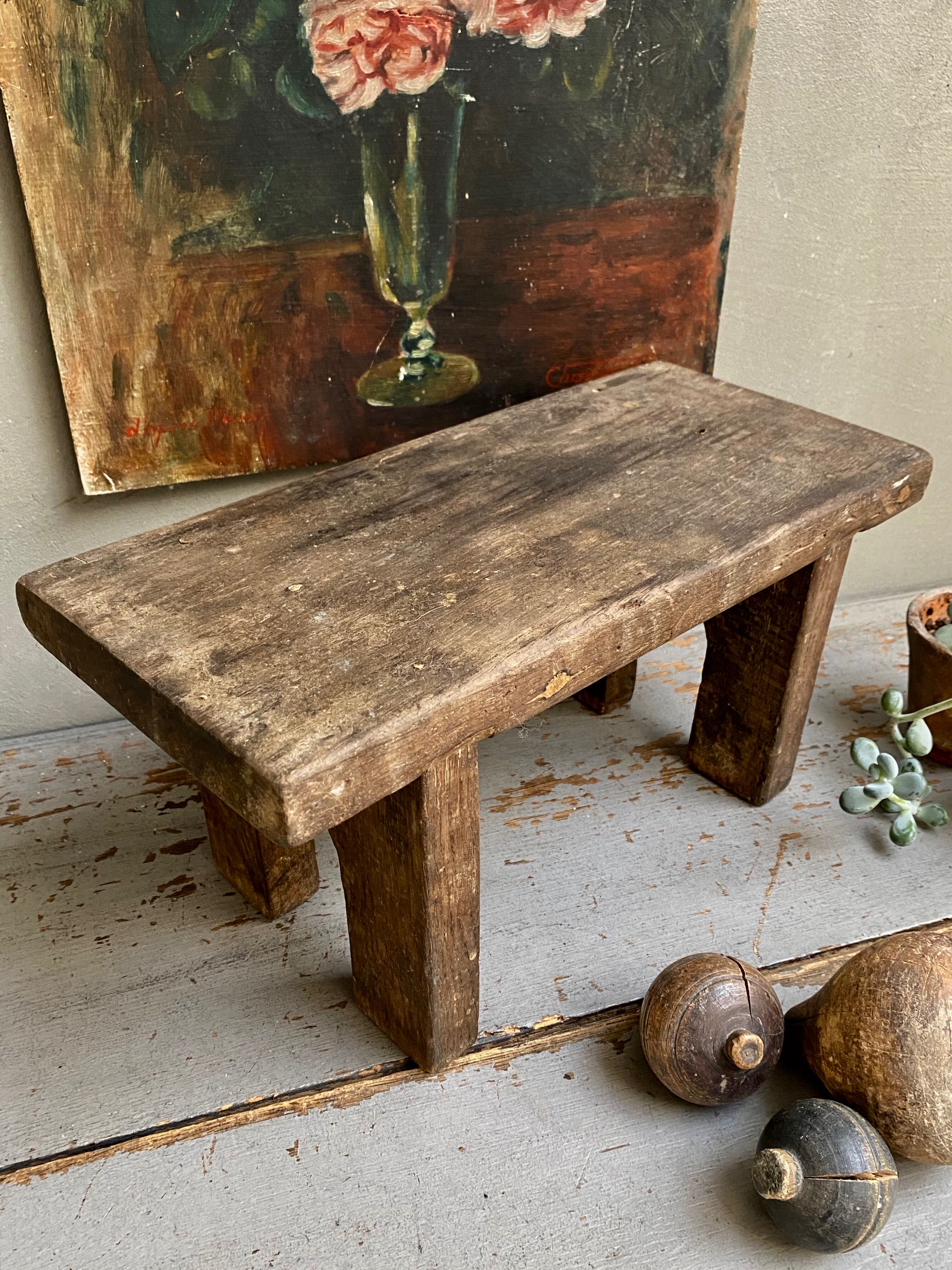 Bench made of raw wood