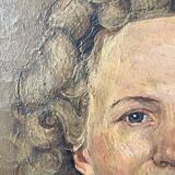 Oil portrait on canvas of an elegant vintage woman 50s