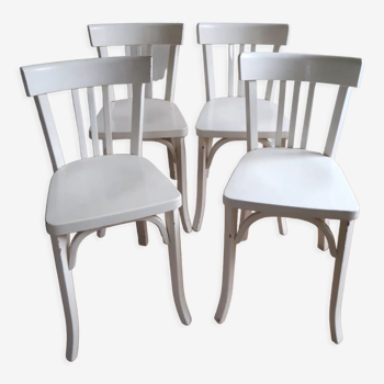 Lot de 4 chaises bistrot blanches en bois