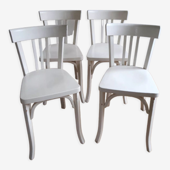 Set of 4 white wooden bistro chairs