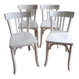 Set of 4 white wooden bistro chairs