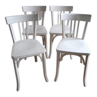 Lot de 4 chaises bistrot blanches en bois