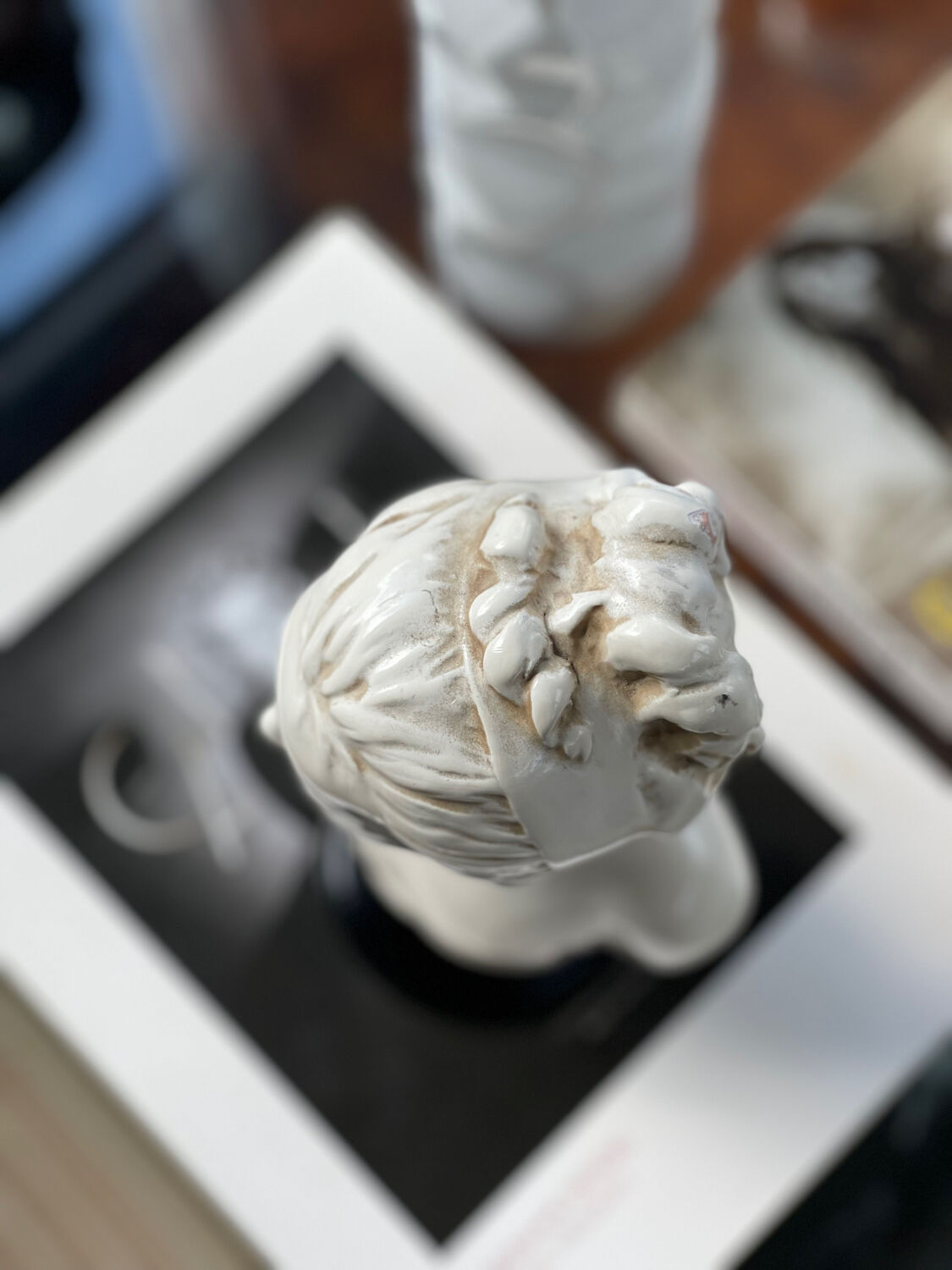 Glazed terracotta bust