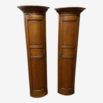 Pair of corners in ash and oak of the nineteenth century