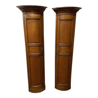 Pair of corners in ash and oak of the nineteenth century