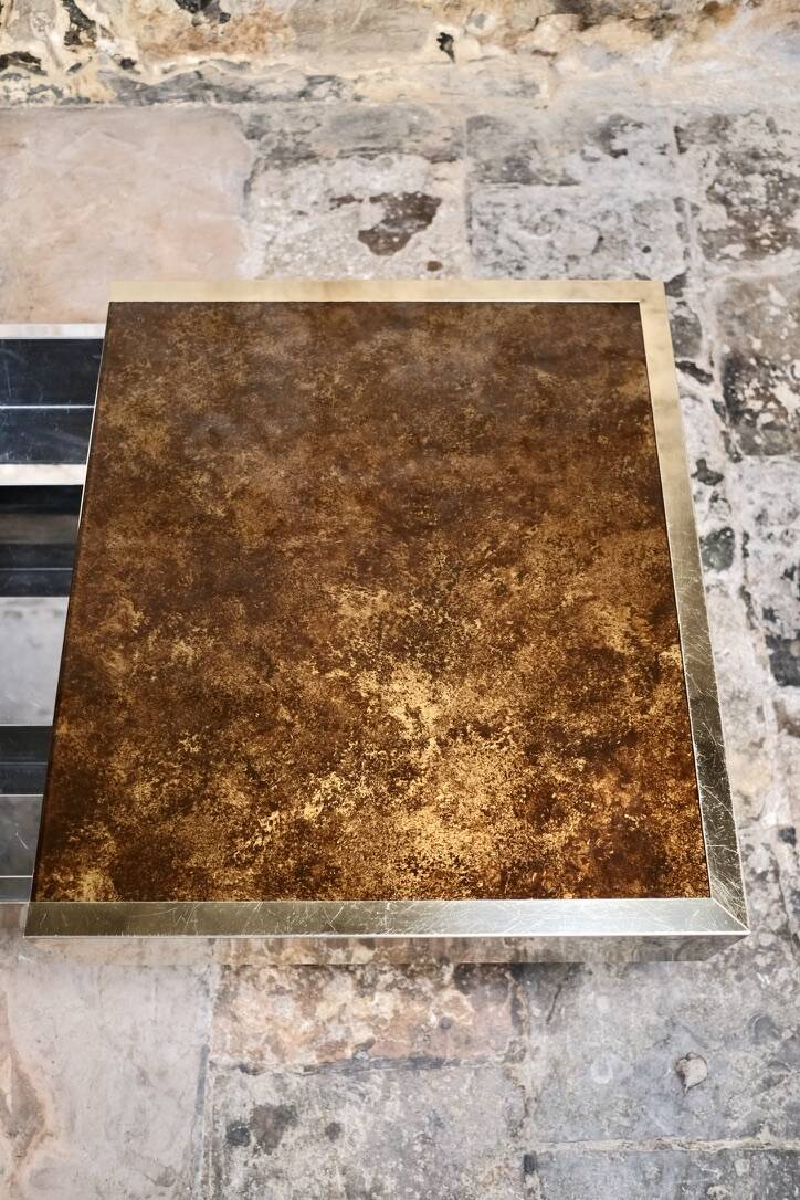 Brass solar flare bar coffee table, Cidue, Italy, 1970s