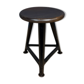Tabouret Rowac noir non marqué avec assise en bois foncé