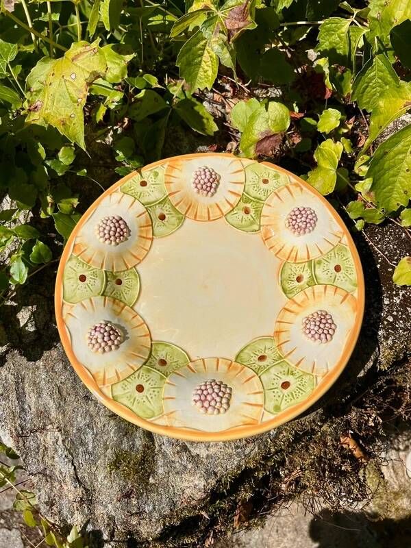 Assiette barbotine aux fruits