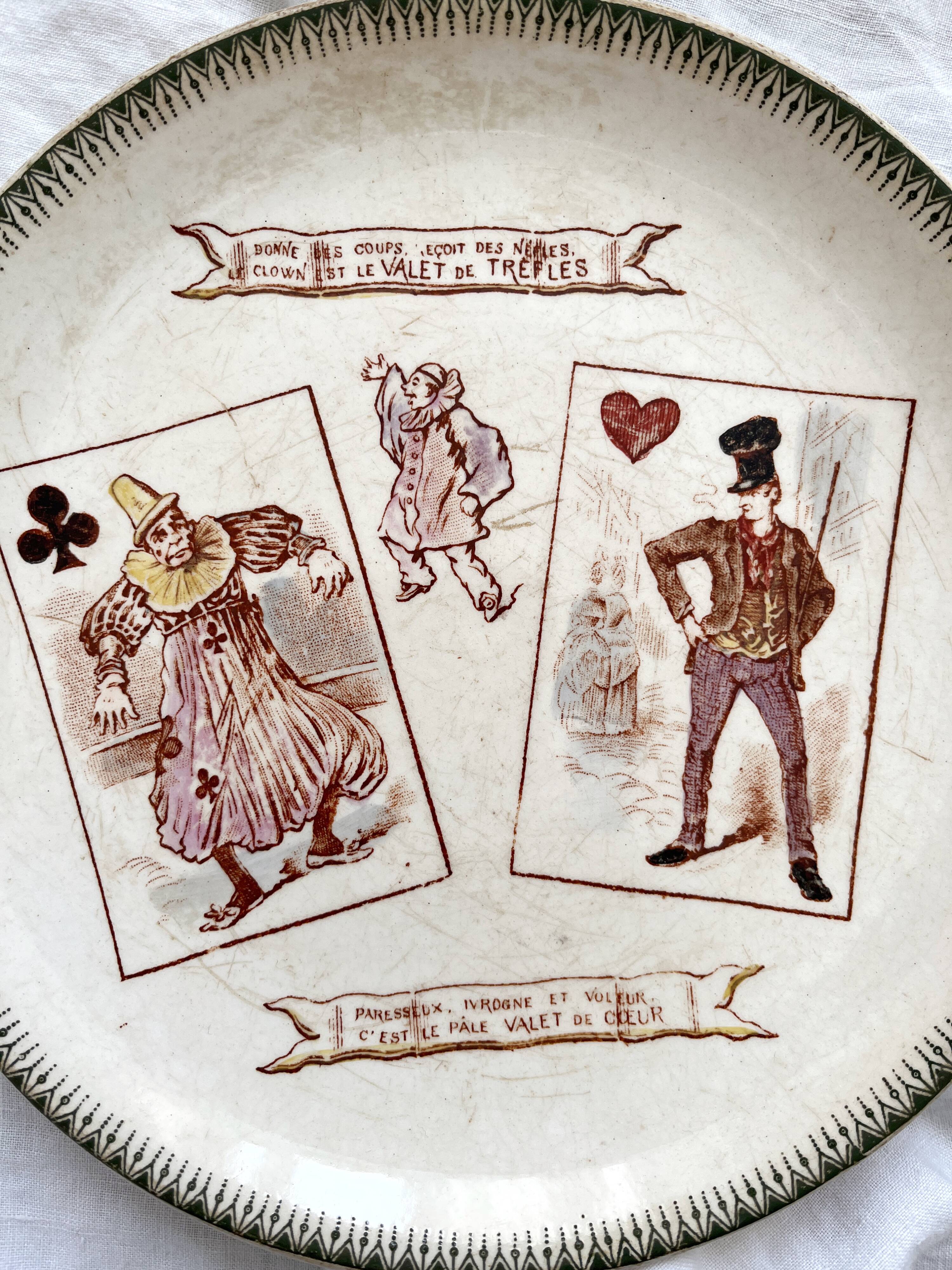 2 iron earth dessert plates HB Choisy le Roi card game theme