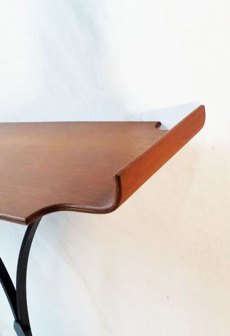 Vintage wall console in plywood, Italy 50s