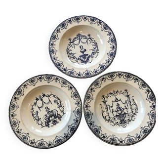 3 Moustiers soup plates