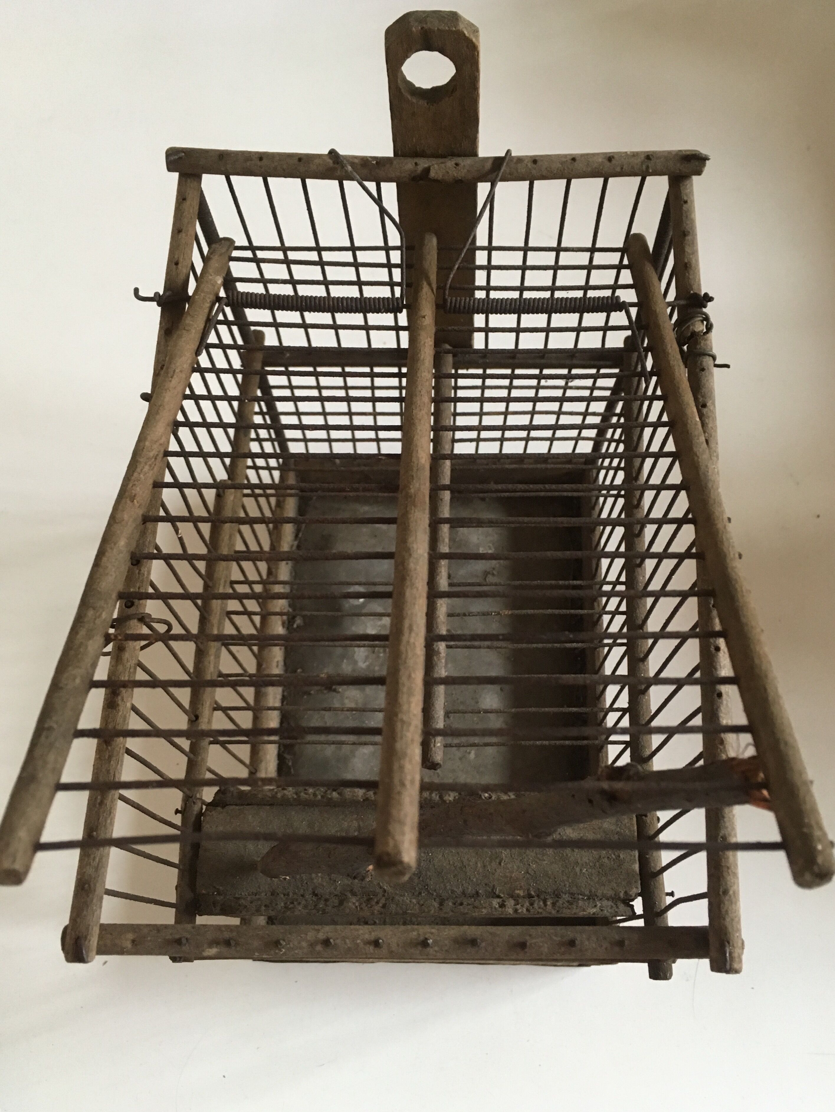 Garden bird cage 19th in zinc and wood