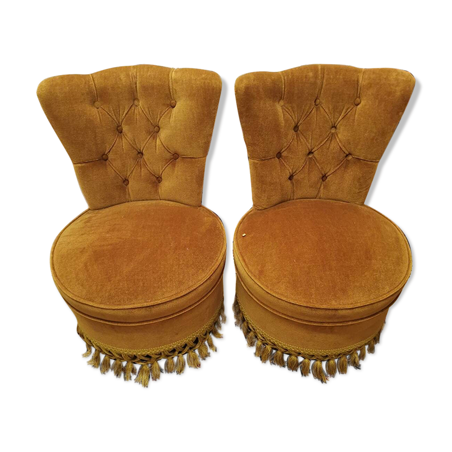 Pair of vintage ocher toad armchairs