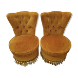 Pair of vintage ocher toad armchairs