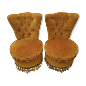 Pair of vintage ocher toad armchairs