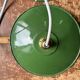Set of two vintage green and white enamelled sheet metal lampshade pendants