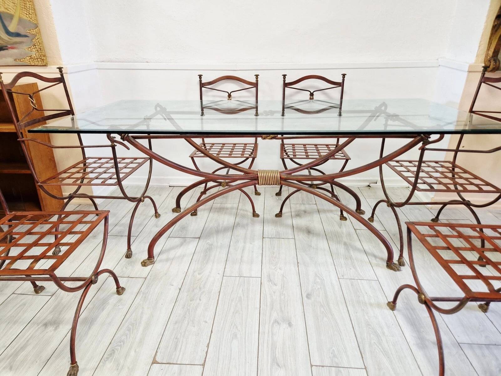Vintage Provencal French Dining Table and 6 Chairs