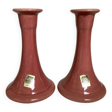 Pair of Scandinavian Asbo Stentøj Køge candlesticks