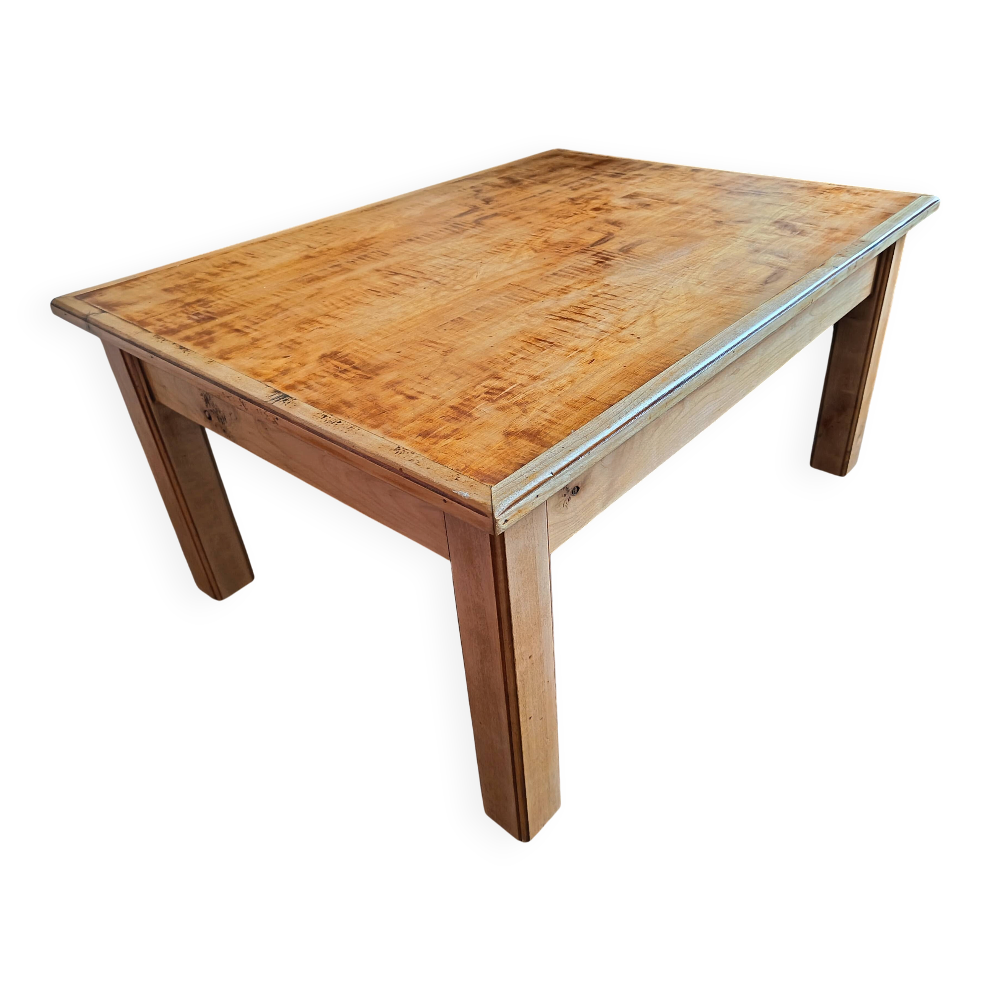 Table basse de ferme en bois patiné avec rallonge