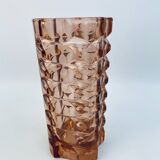 Large pink glass vase in Art Deco style