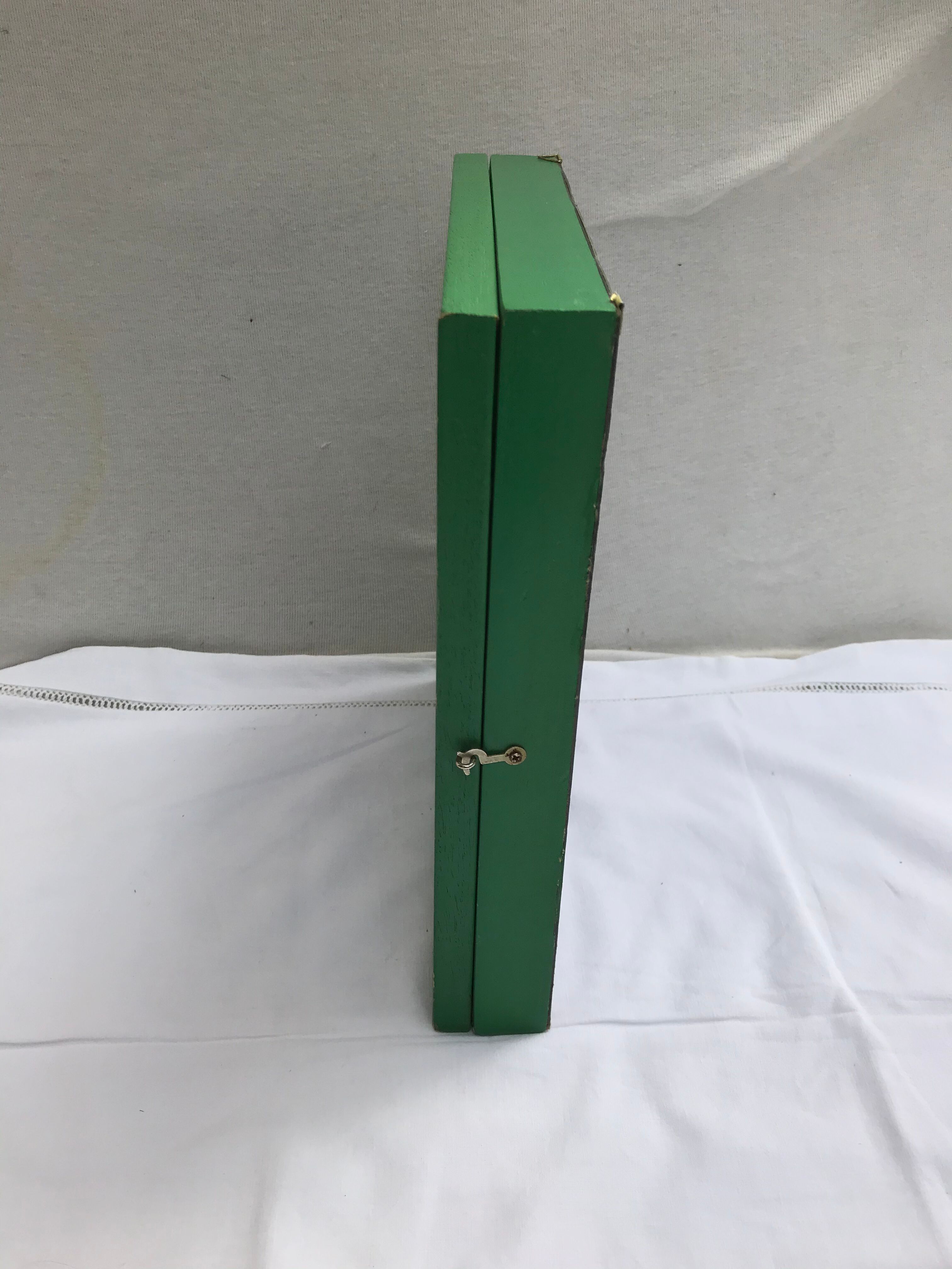 Old green wood showcase