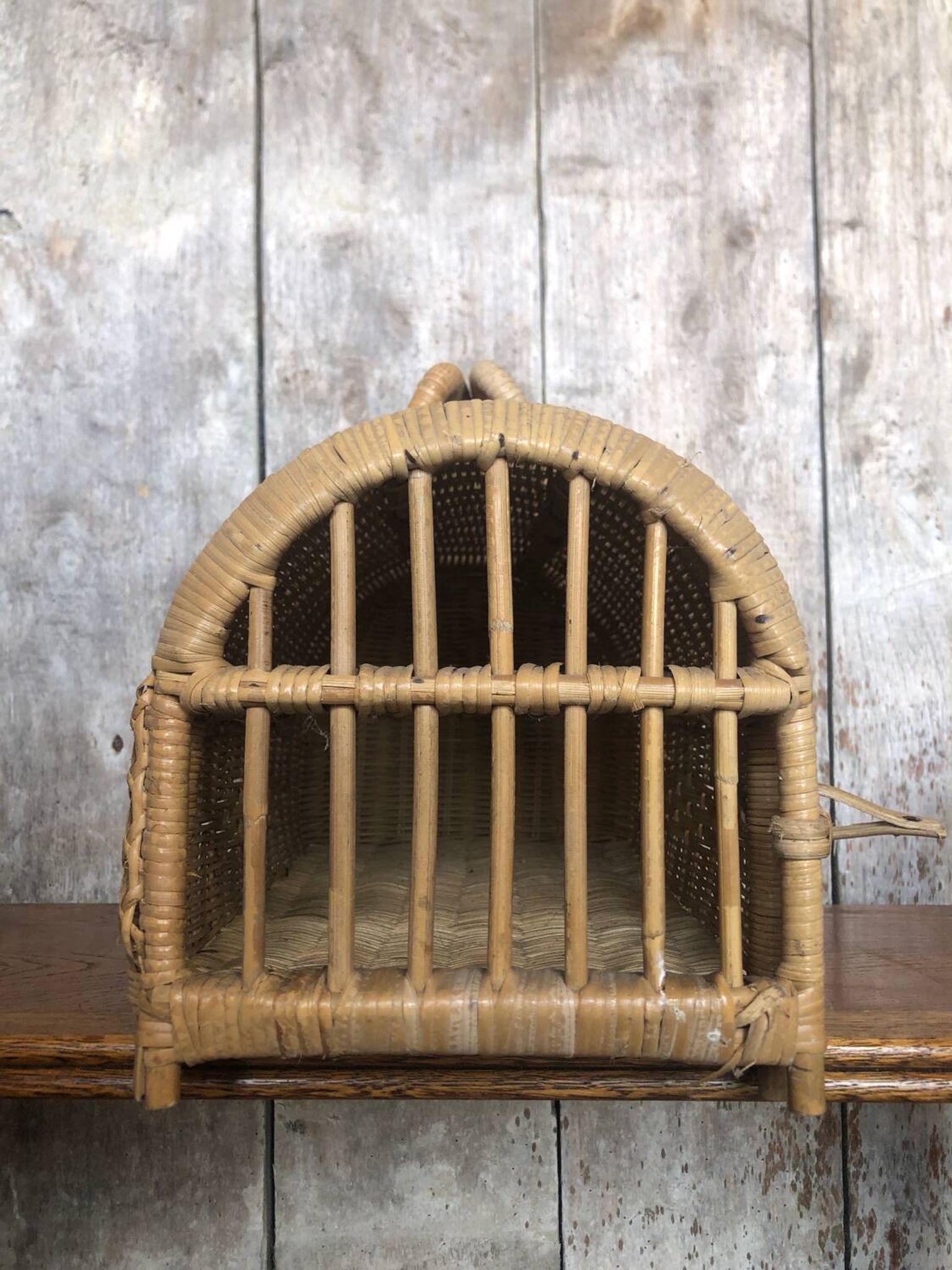 Old basket transport trunk rattan cage puppies kittens animals vintage