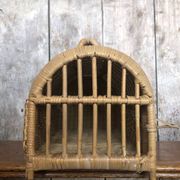 Old basket transport trunk rattan cage puppies kittens animals vintage